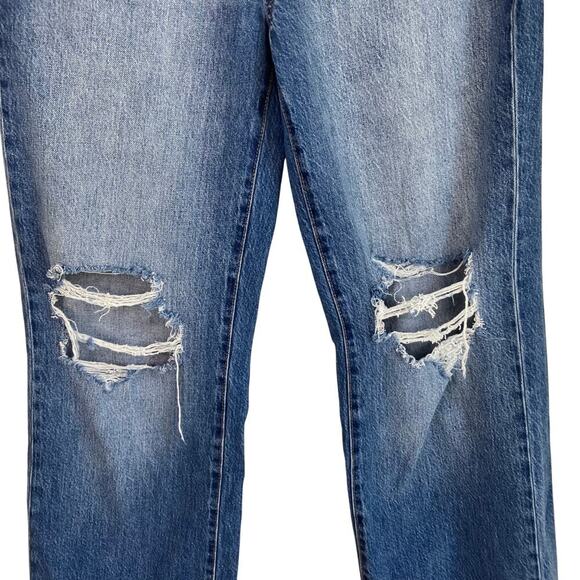 Aeropostale Sz 8 Skater Jeans Relaxed Wide Leg Distressed Ripped Knees Mid Wash - Picture 4 of 16